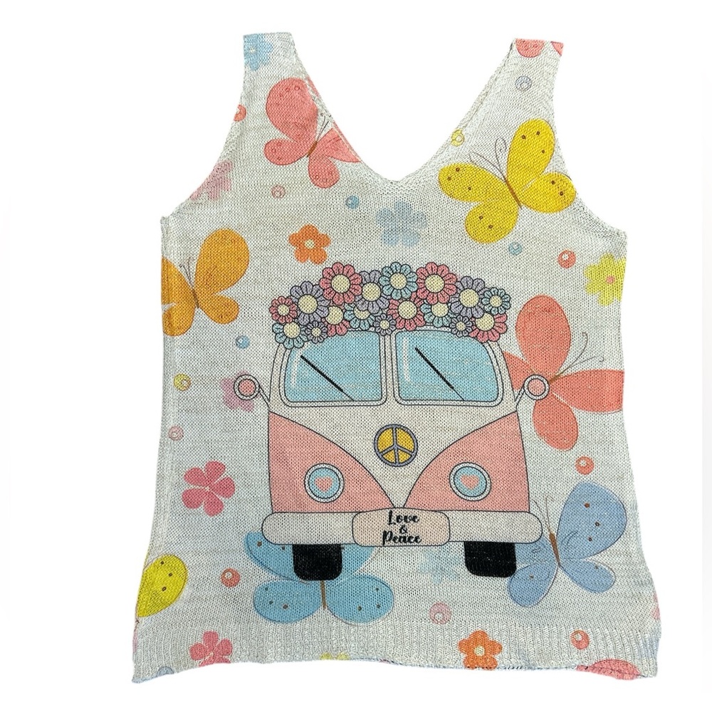LOOWIE Women’s VW Knit Printed Sleeveless
Sweater 
NWT
Size OS
Made in Italy